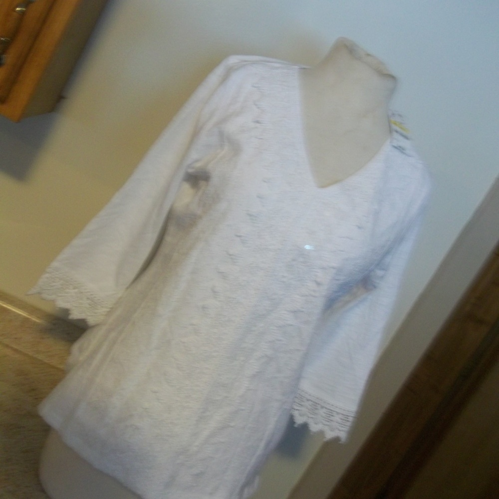 NWT JM COLLECTION MED PET ORGANIC FEMMES WHITE 3/4